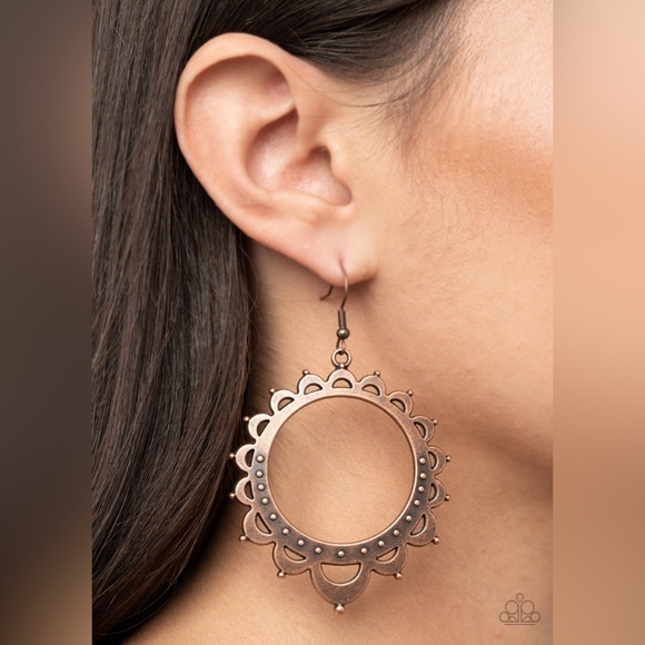 Round Brass Earrings - Picture 2 of 6